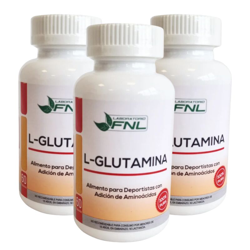 FNL - L - Glutamina 180 Cápsulas Pack 3 Frascos x 60 Caps FNL