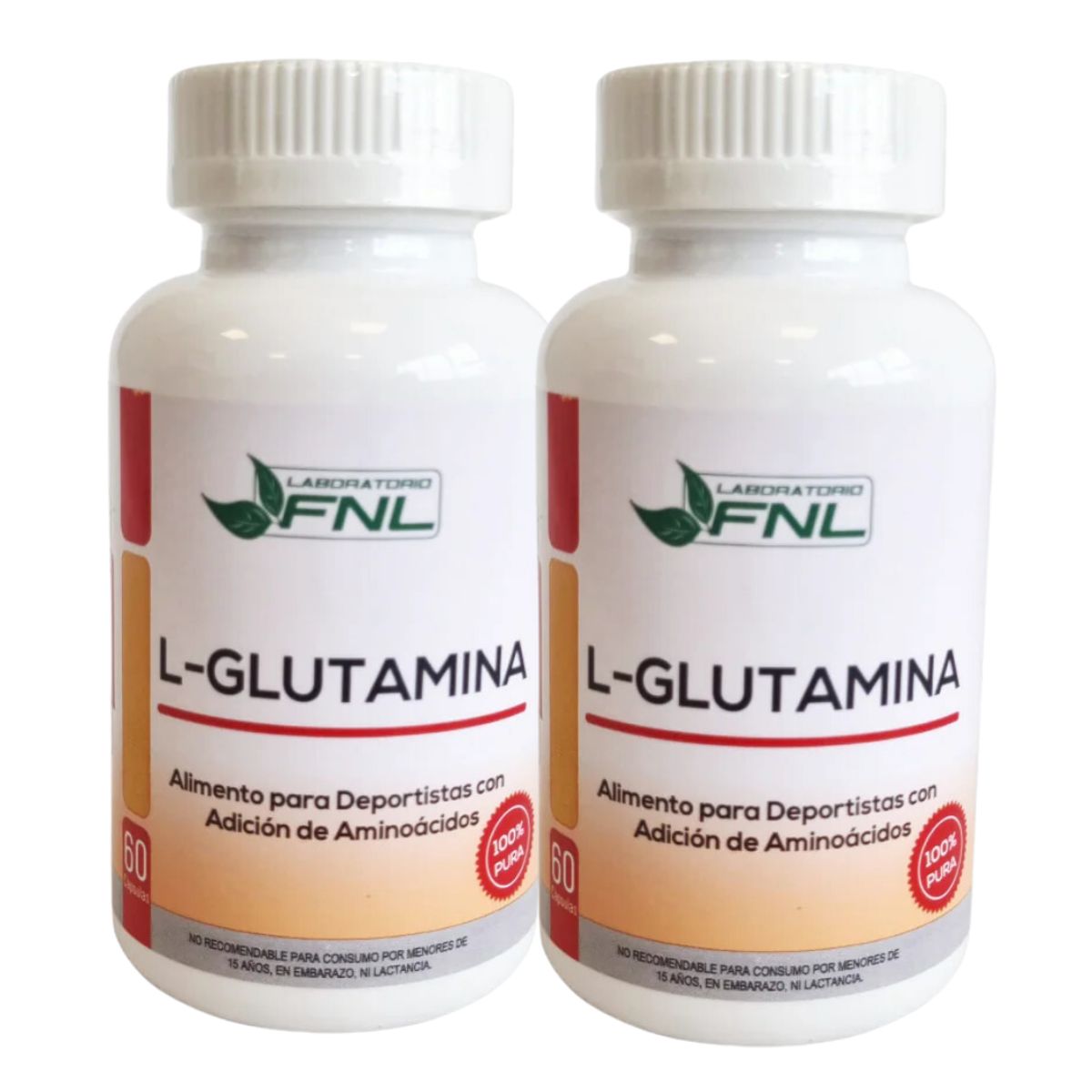 FNL - L - Glutamina 120 Cápsulas Pack 2 Frascos x 60 Caps FNL