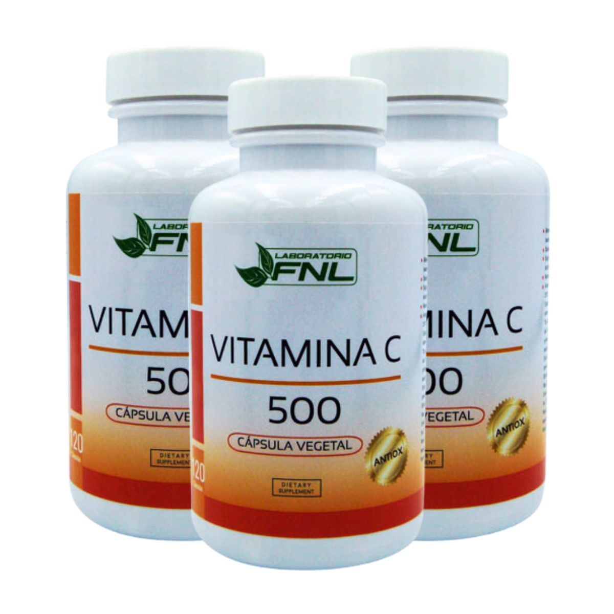 FNL - Vitamina C 500mg 360 Cápsulas FNL 3 Frascos x 120caps