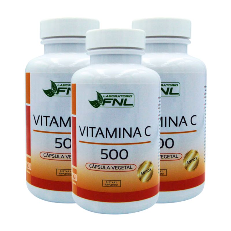 FNL - Vitamina C 500mg 360 Cápsulas FNL 3 Frascos x 120caps