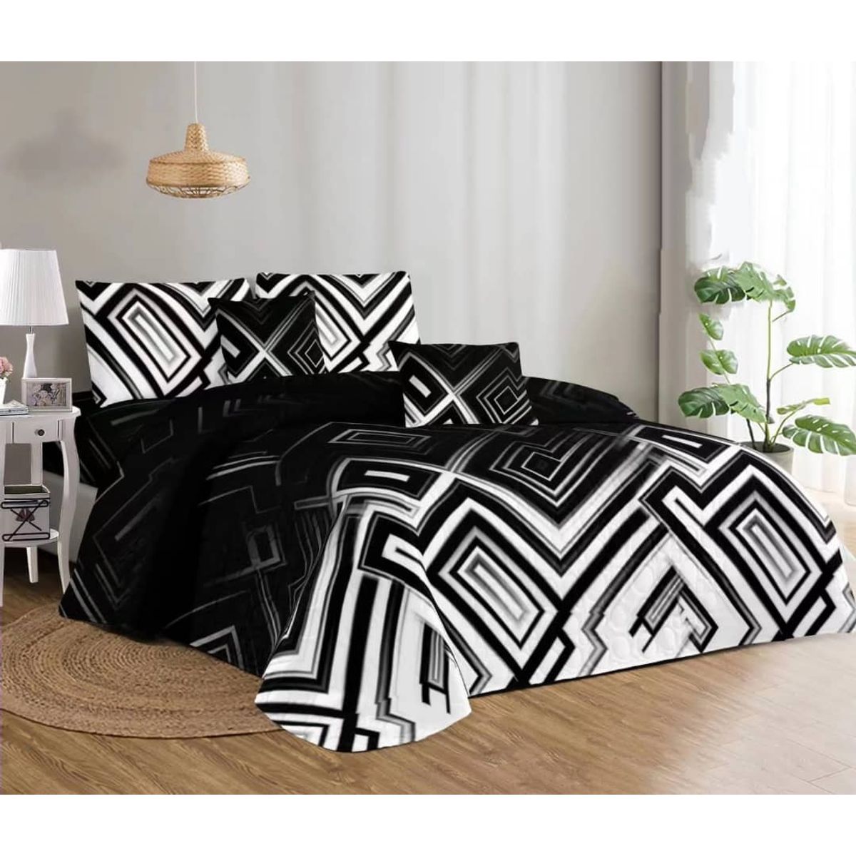 GENERICO - CUBRECAMA DE VERANO QUILT CON DISEÑO DEGRADADO CUADRO KING