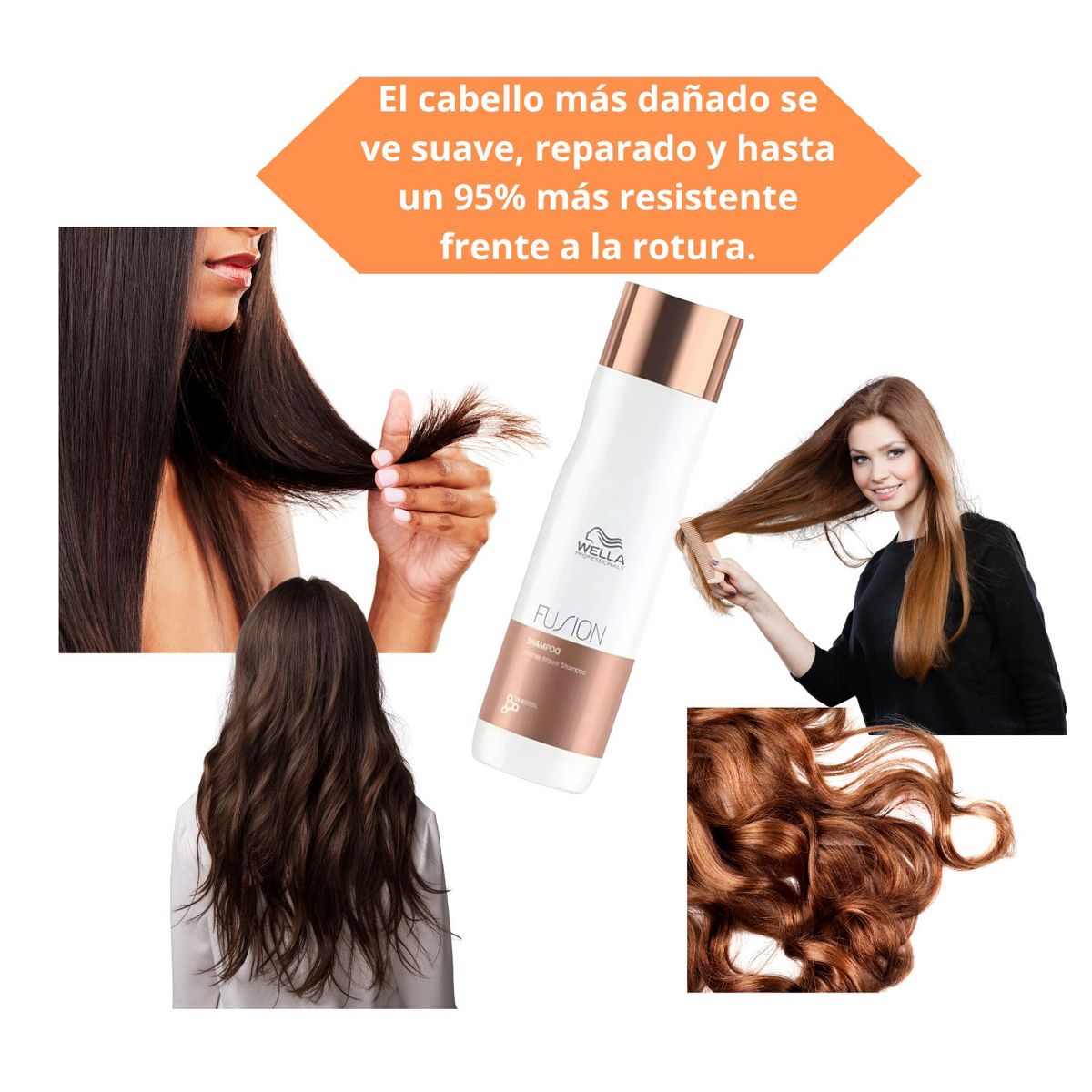 WELLA - Shampoo Wella  Fusion 250ml Reparación Purificación Metal