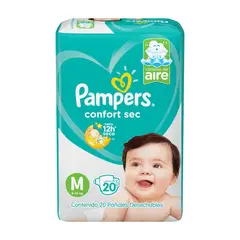 PAMPERS - Pañales Desechables Confort Sec Talla M 20 Un