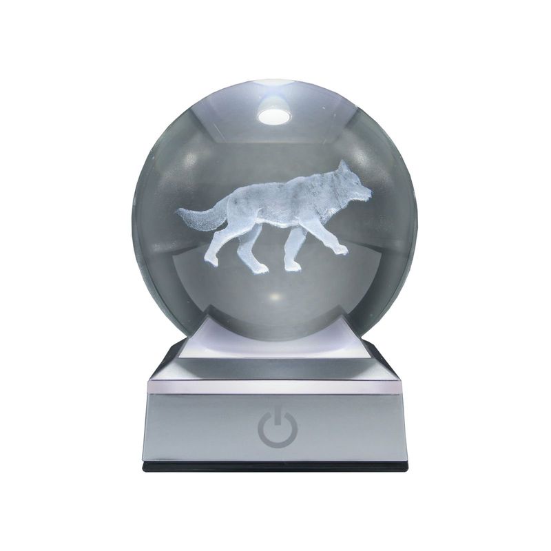SOLEIO - Bola de Cristal LED RGB Diseños 3D Multicolor Lobo