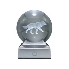 SOLEIO - Bola de Cristal LED RGB Diseños 3D Multicolor Lobo