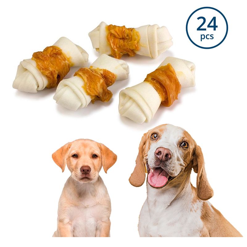 GENERICO - Pack 24 Juguete Masticable Anti Sarro Hueso Comestible Perro