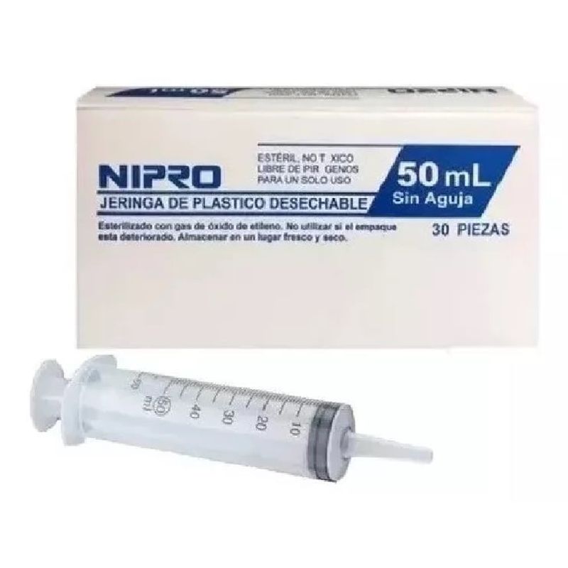 REUTTER - Jeringa Sin Aguja 50ml Punta Catéter Caja 30 Un Nipro