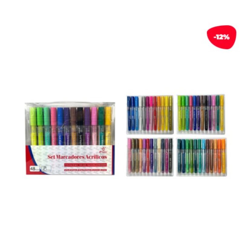 GENERICO - Plumon De Pizarra Acrilico Colores Surtidos 48Pcs