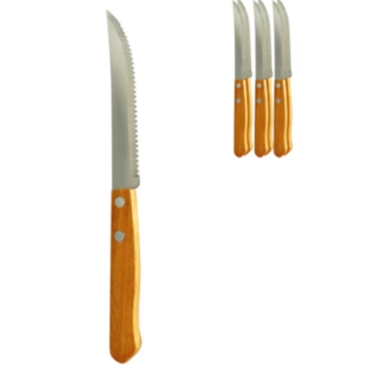 GENERICO - Cuchillos Sierra De Acero Inoxidable Y Madera 12 Unidades