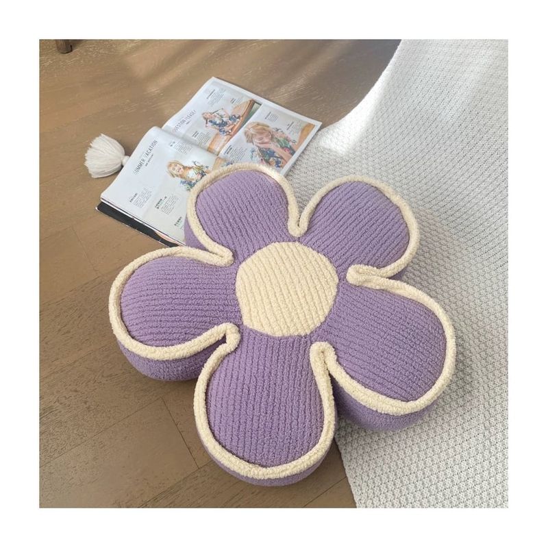 GENERICO - Cojín Decorativo Peluche Forma De Flor Multicolores 50CM Morado