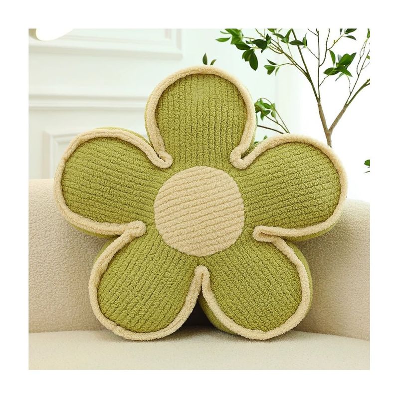 GENERICO - Cojín Decorativo Peluche Forma De Flor Multicolores 50CM Verde