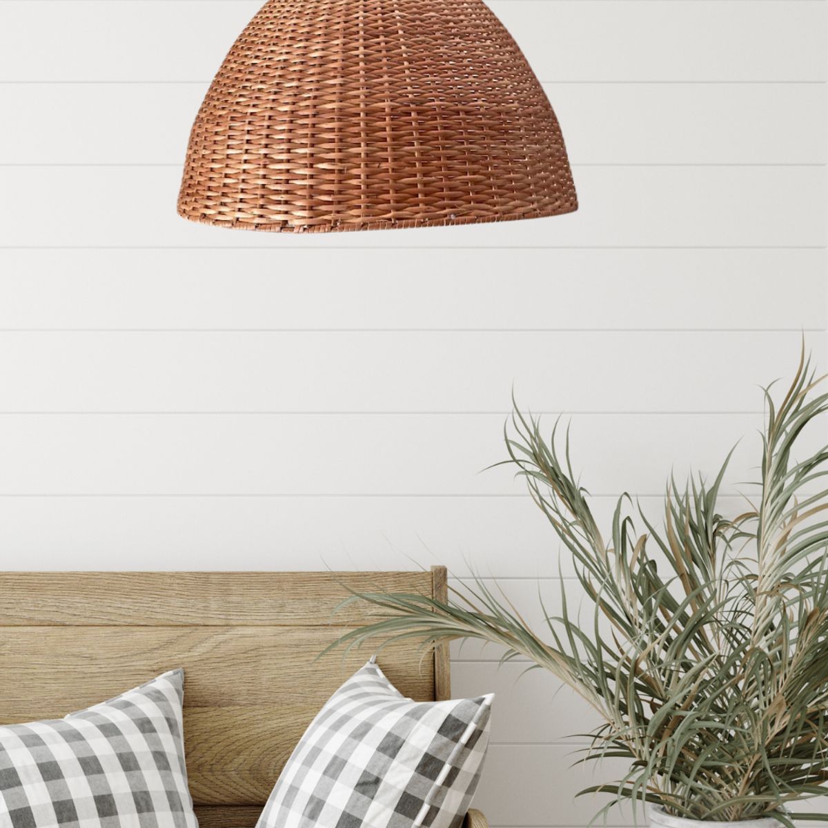 GENERICO - Lámpara Colgante Mimbre Sombrero