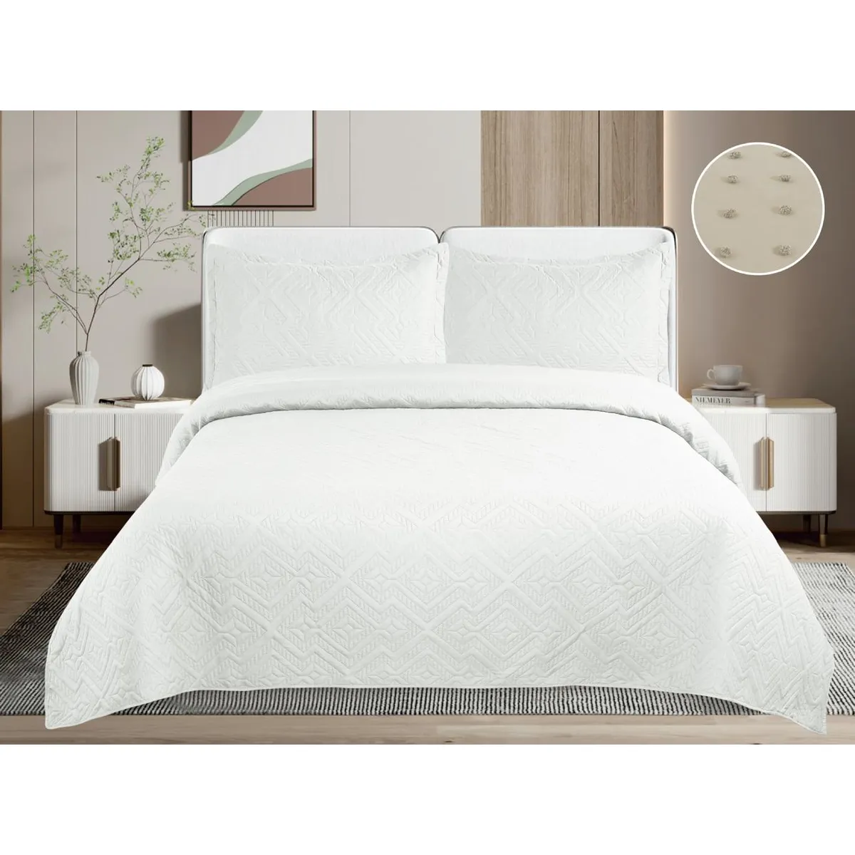 GENERICO - Quilt de Verano King Color Blanco  TF04