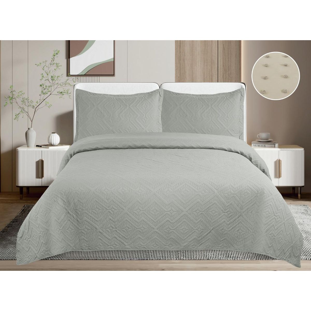 GENERICO - Quilt de Verano King Color Gris  TF01