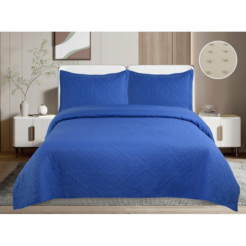 GENERICO - Quilt de Verano King Color Azul Rey  TF03