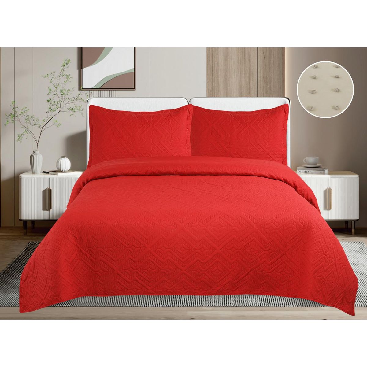 GENERICO - Quilt de Verano King Color Rojo  TF07