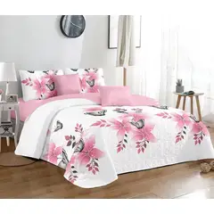 GENERICO - Quilt de Verano King Color Blanco con Rosas TFCC503