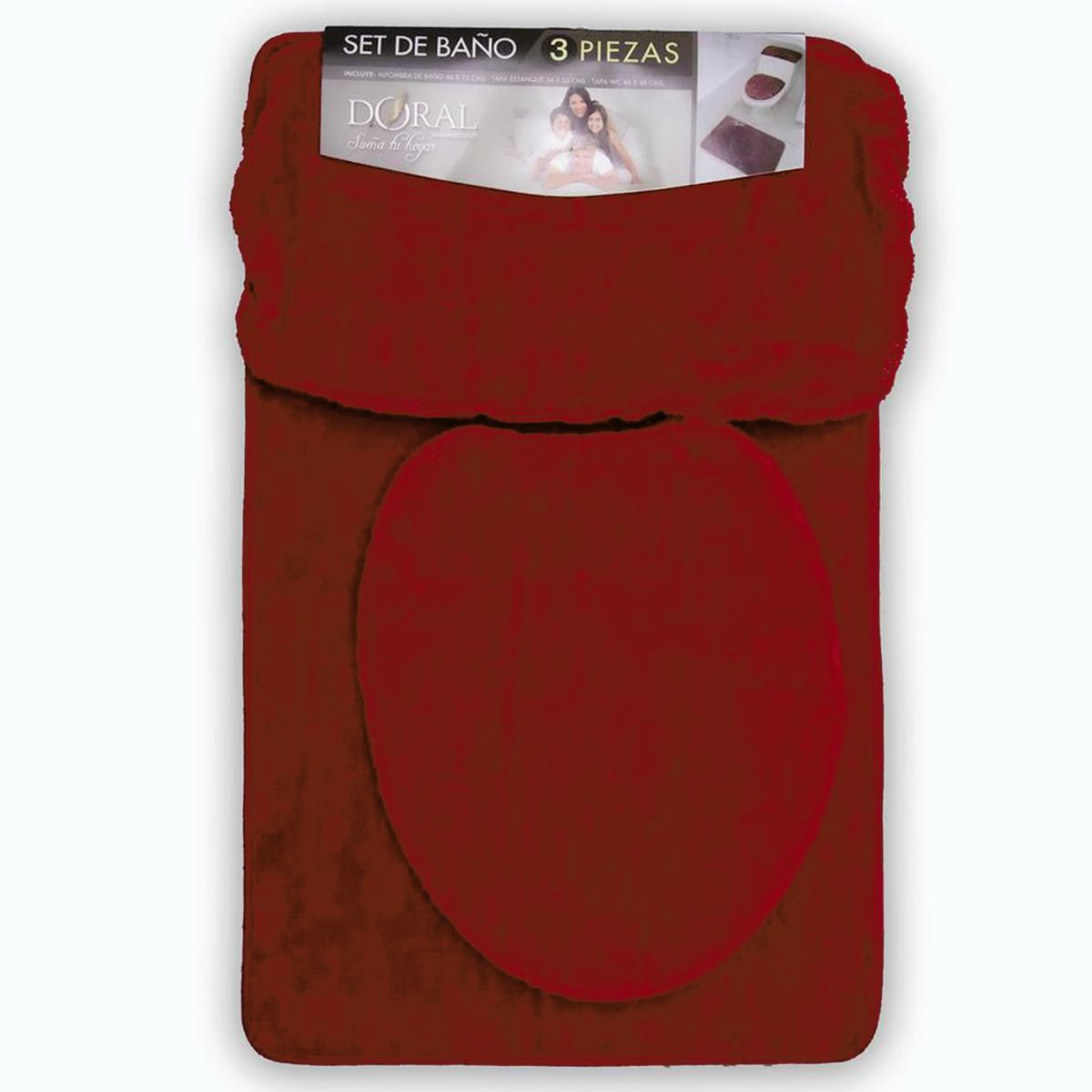 DORAL - Set De Alfombras De Baño Doral 3 Piezas Burdeo