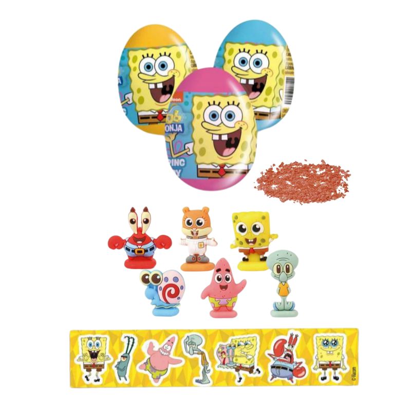 GENERICO - Huevo Sorpresa Bob Esponja Juguete 2d Stickers Caramelo