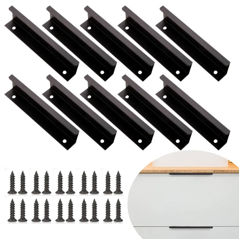 DEKANO - 10 Cajón Tiradores Plano De 25cm Mango Oculto Puerta Cocina