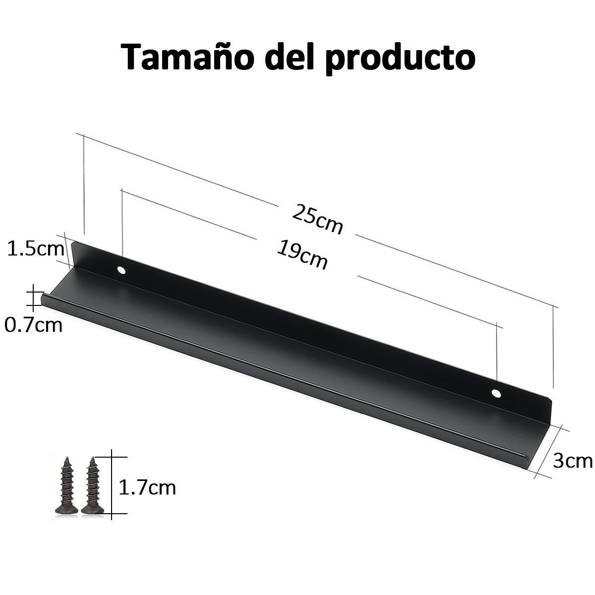 DEKANO - 10 Cajón Tiradores Plano De 25cm Mango Oculto Puerta Cocina