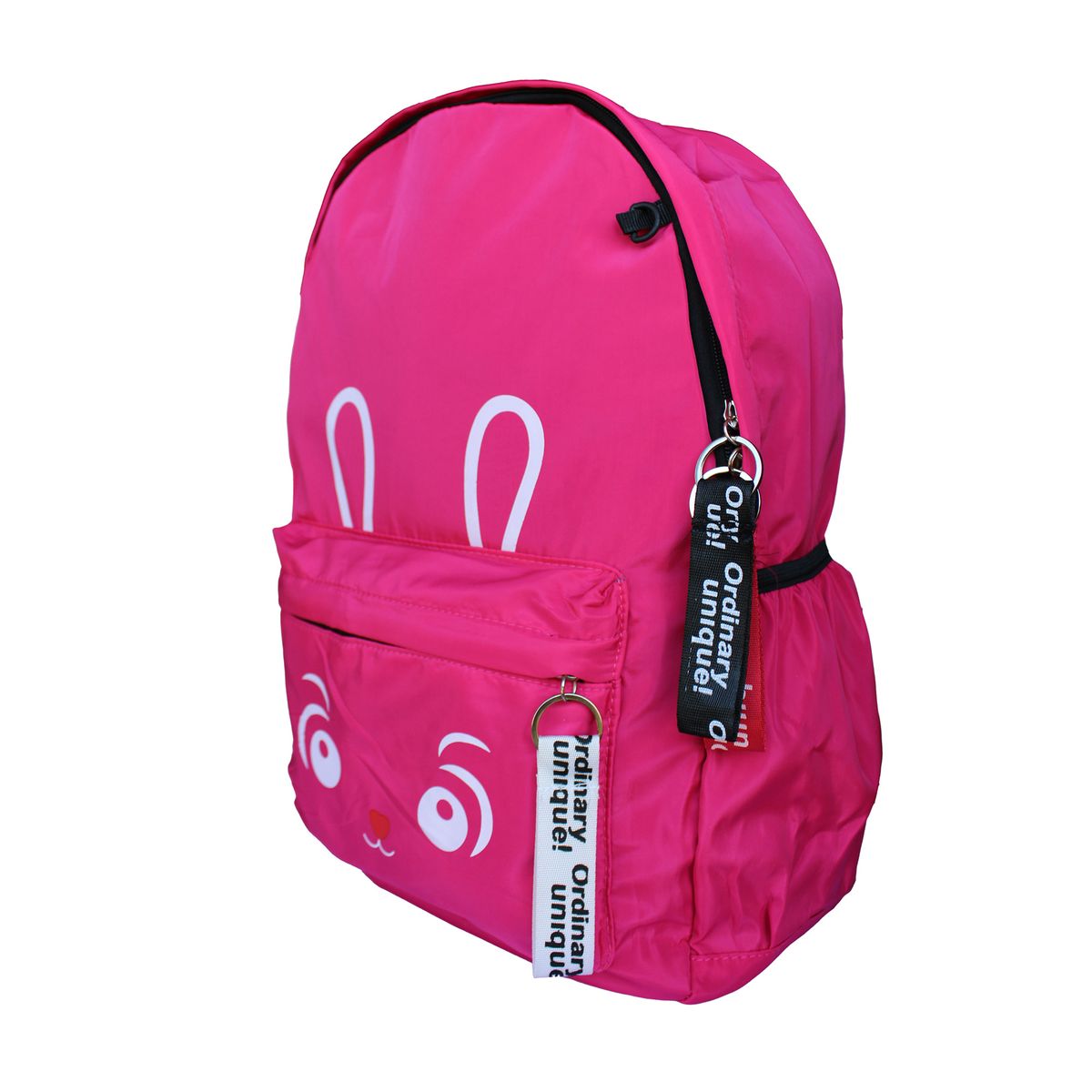 GENERICO - Mochila Escolar Kawaii Con Cara De Conejo + Estuche color fucsia