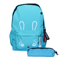 GENERICO - Mochila Escolar Kawaii Con Cara De Conejo + Estuche color calipso