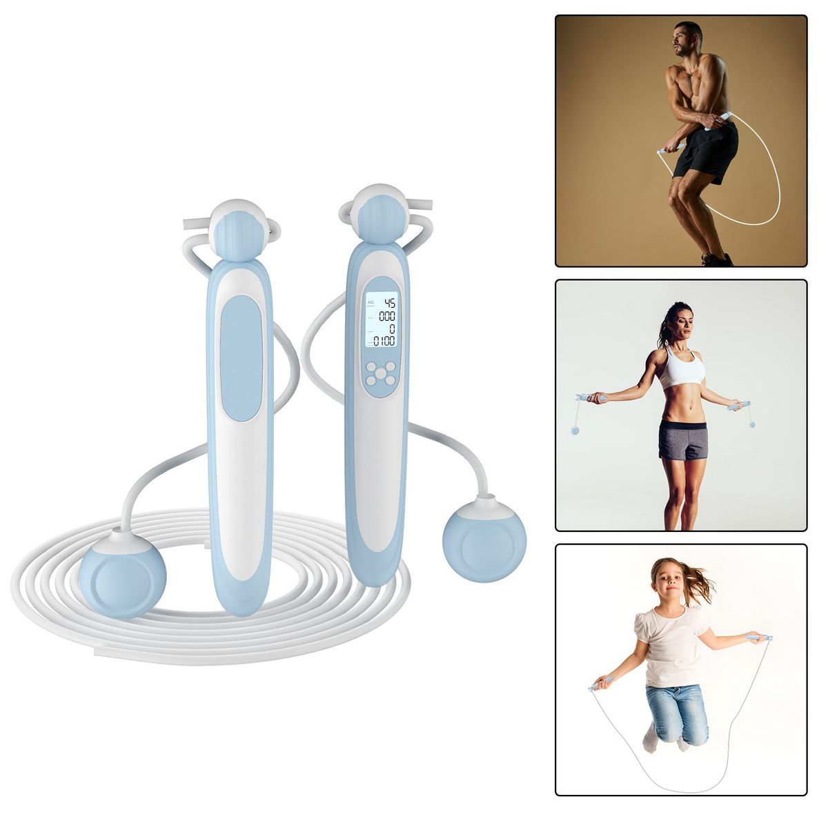 KOKILA - Cuerda De Saltar Inalámbrica Ajustable Con Contador Digital