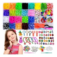 KUANGYE - Kit Para Hacer Pulseras De Elástico 23 Colores+rebordeado