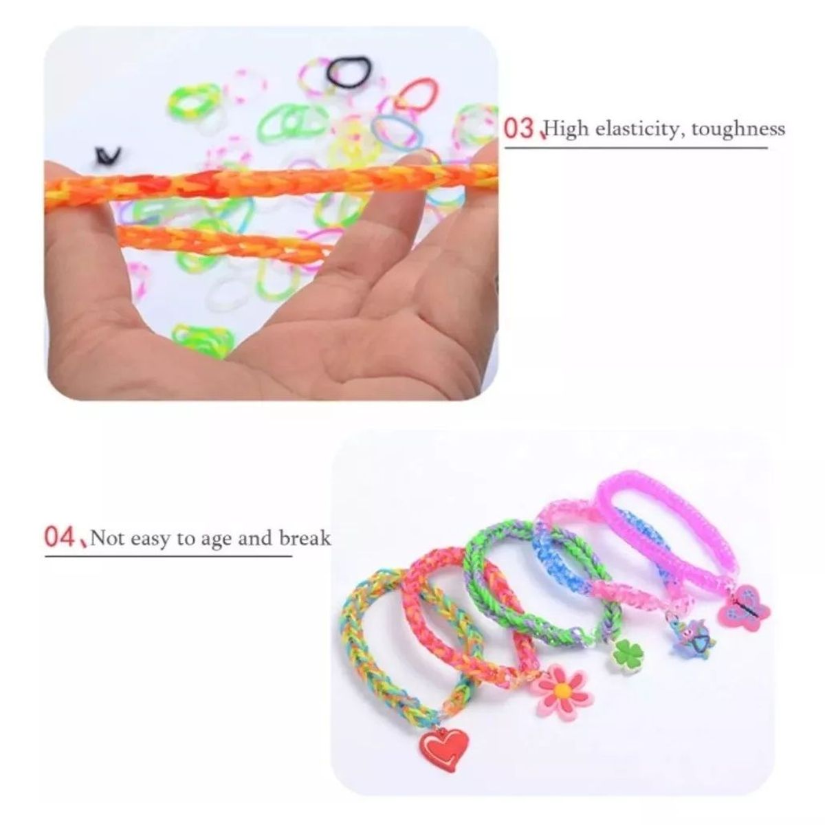 KUANGYE - Kit Para Hacer Pulseras De Elástico 23 Colores+rebordeado