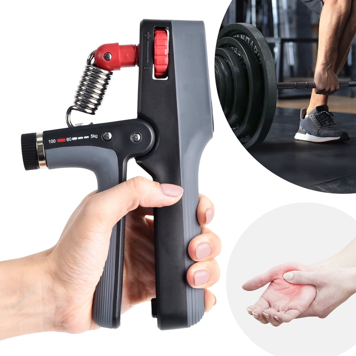 Hand Grip Pro 5-100kg Ajustable Ejercitador Mano, marca KOKILA - Foto Principal