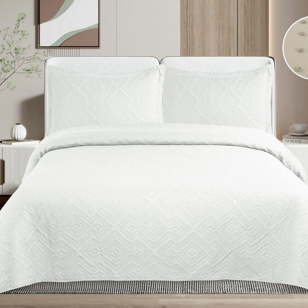 GENERICO - Quilt de Verano 1.5 Plaza. Color Blanco TF04