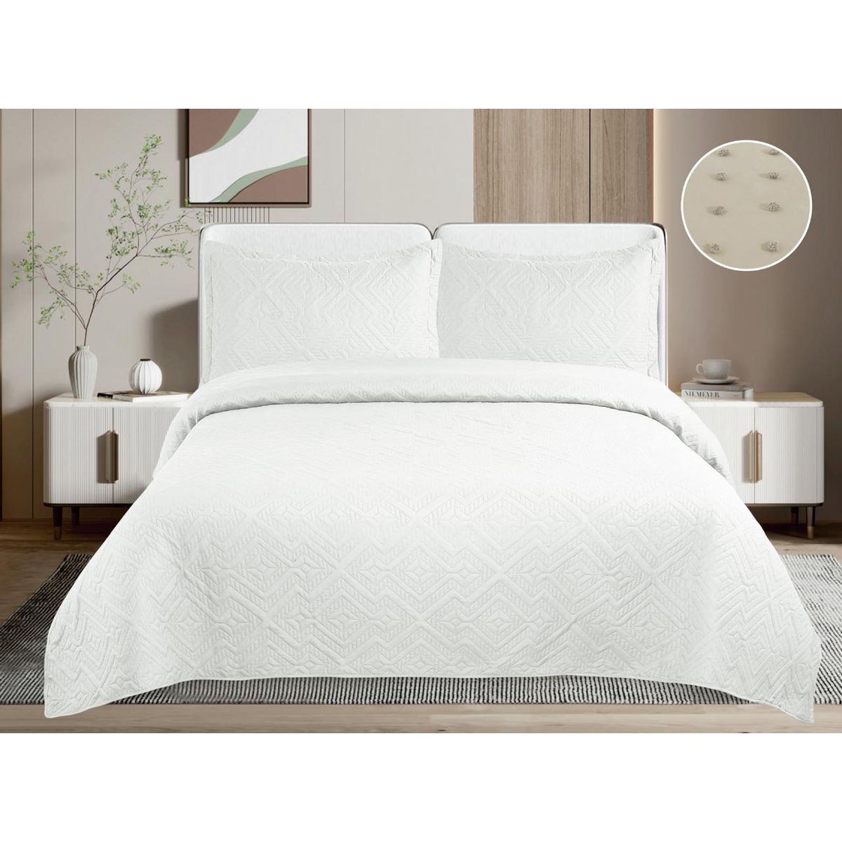 GENERICO - Quilt de Verano 1.5 Plaza. Color Blanco TF04