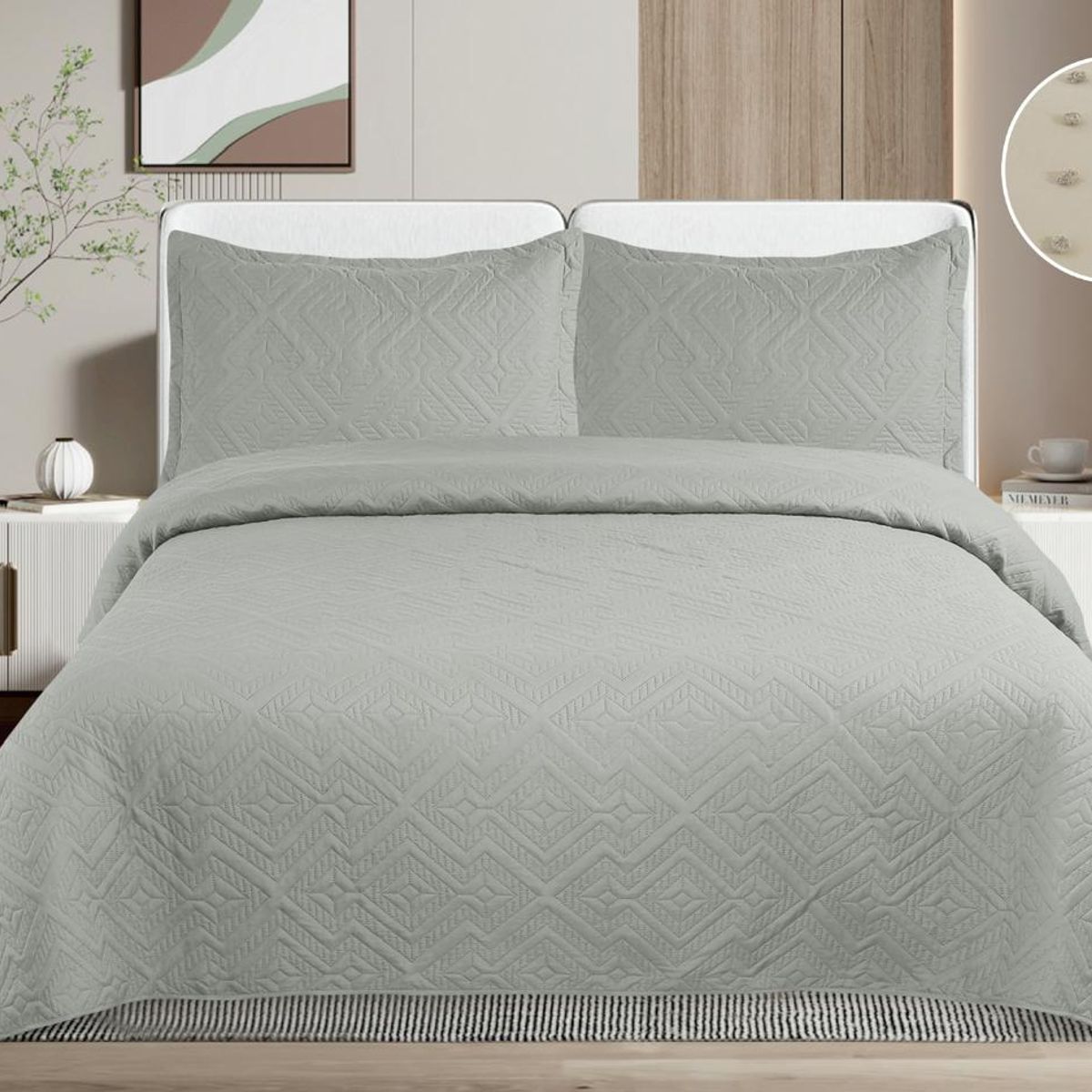 GENERICO - Quilt de Verano 1.5 Plaza. Color Gris TF01