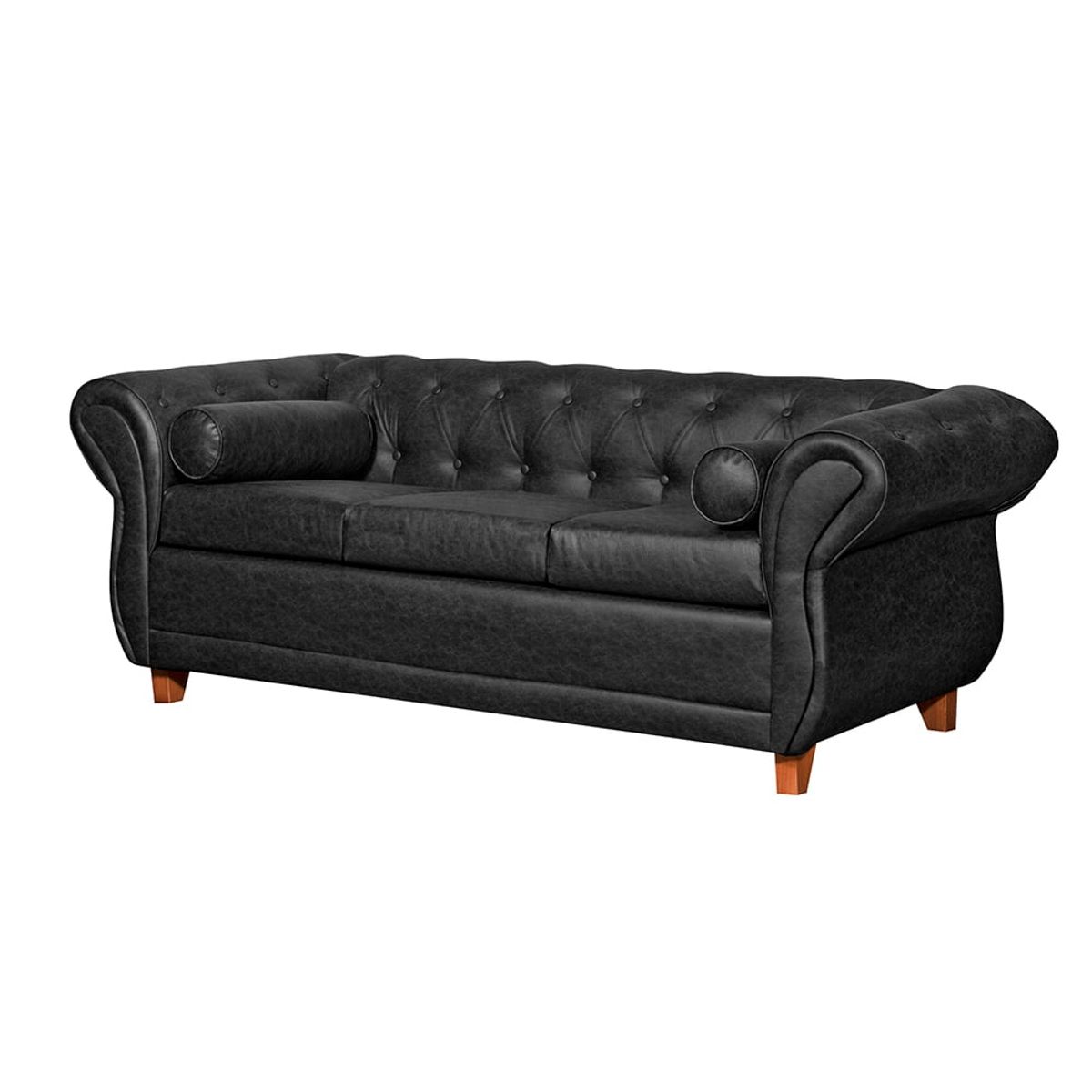 RUZAM MOBEL - SOFA 3 CUERPOS CHESTERFIELD CAPITONE NEGRO