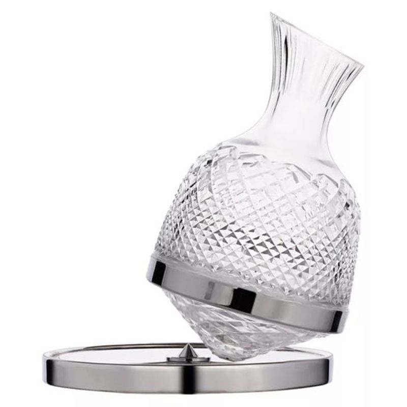 GENERICO - Decantador De Vino De Cristal Giratorio De 360° De Lujo Plata