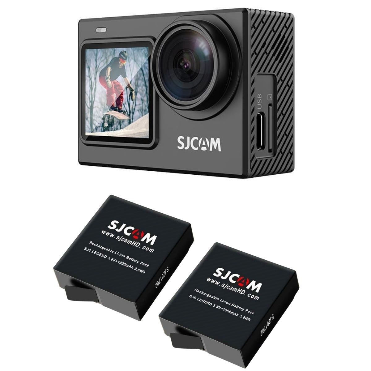 SJCAM - Pack Cámara SJ6 PRO 24MP 4K 60 FPS y 2 Baterías