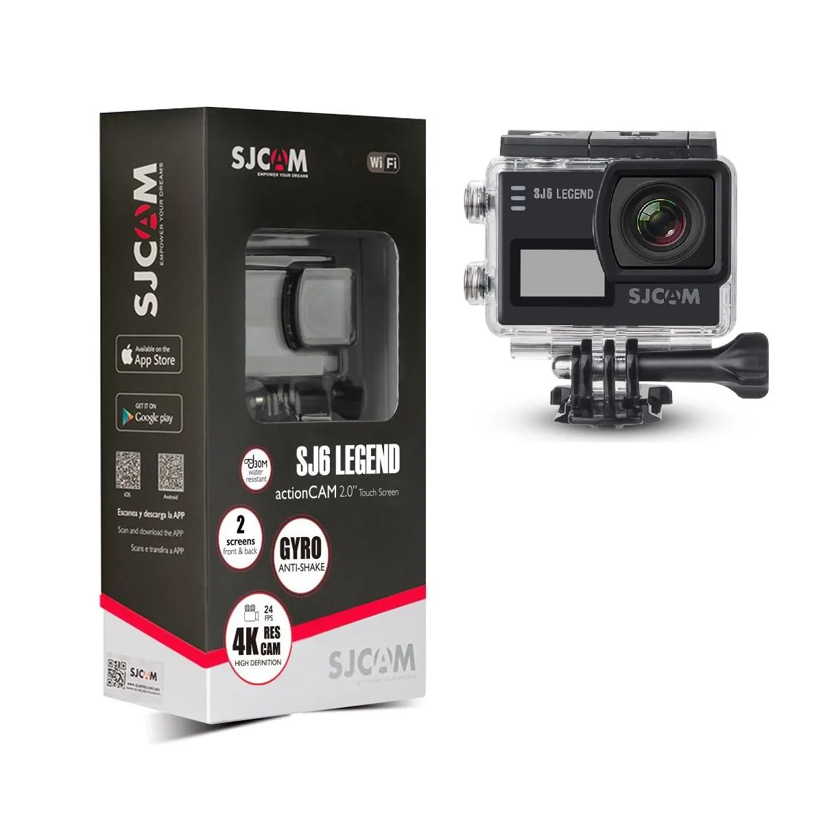 SJCAM - Cámara Deportiva SJCAM SJ6 LEGEND 4K Wifi Estabilizador giroscópico