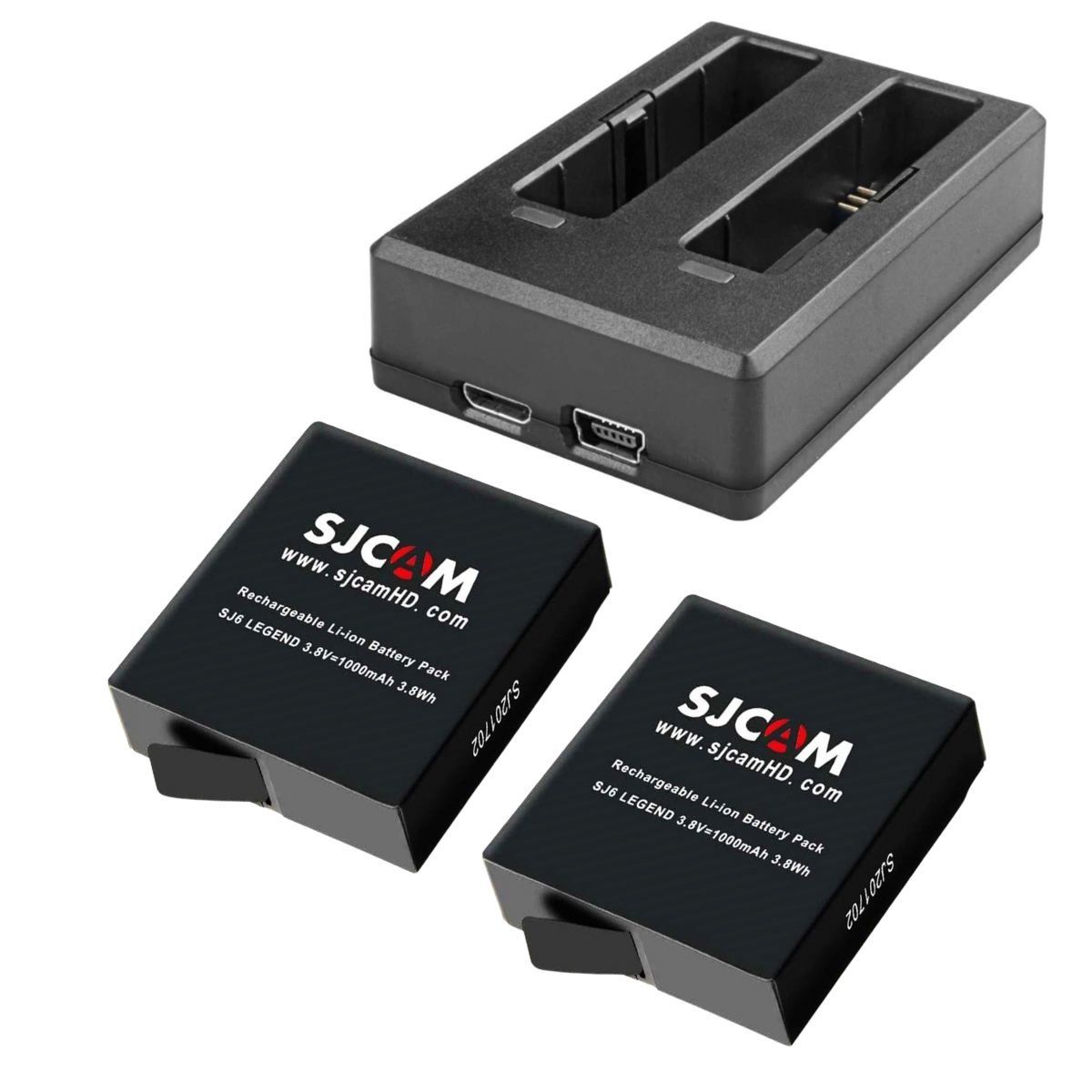 SJCAM - Pack Cargador y 2 Baterías de Cámaras SJCAM S6 LEGEND y SJ6 PRO