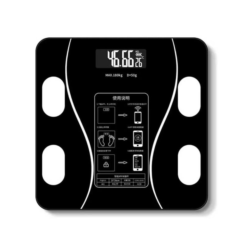 GENERICO - Balanza Pesa Baño Digital Bluetooth Inteligente Peso Grasa Color Negro