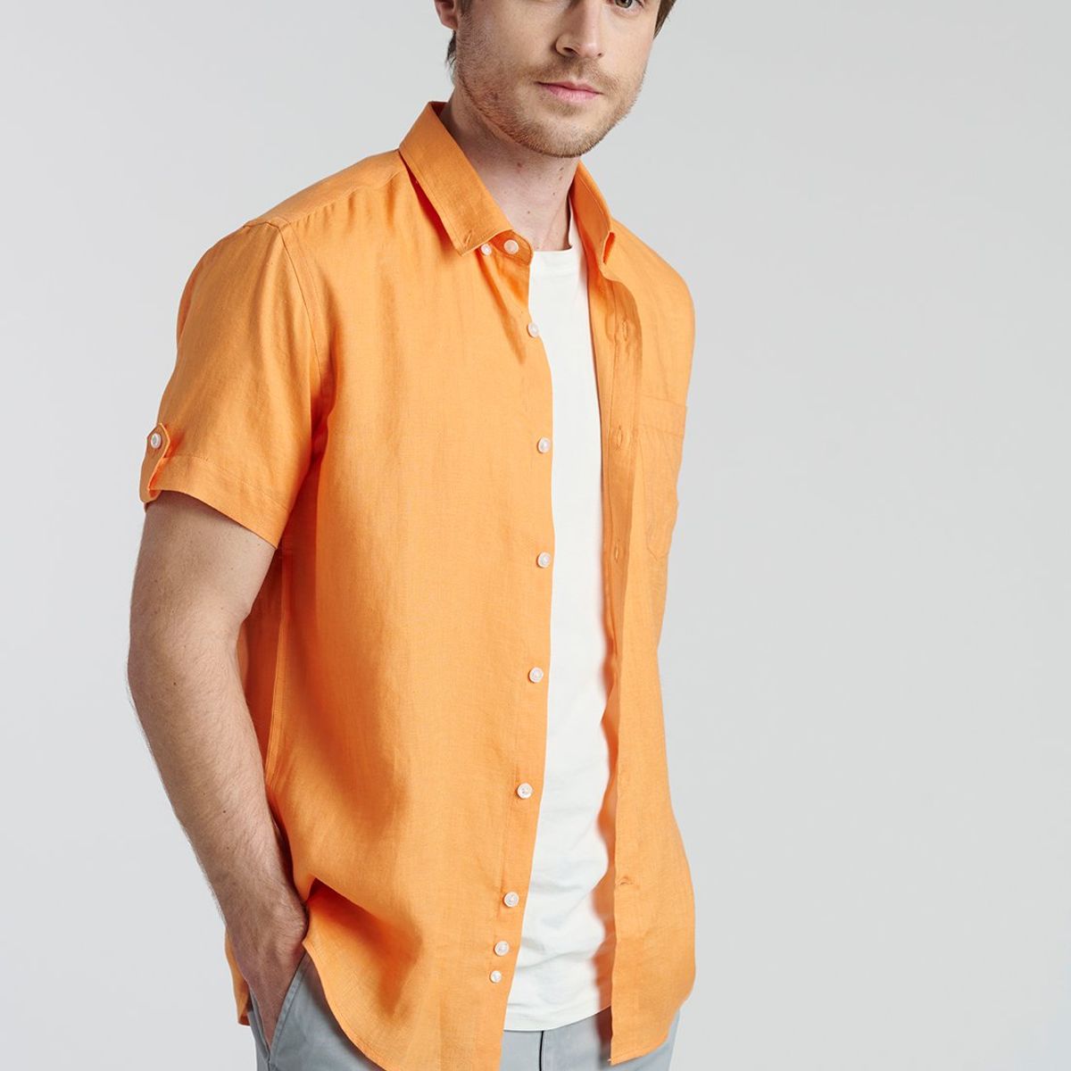 NEW MAN - Camisa Colchester Naranjo New Man