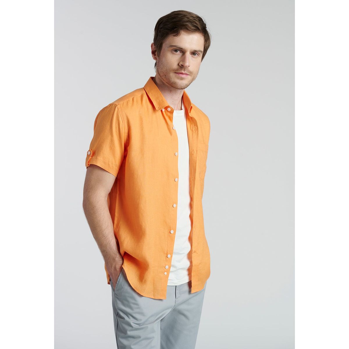 NEW MAN - Camisa Colchester Naranjo New Man