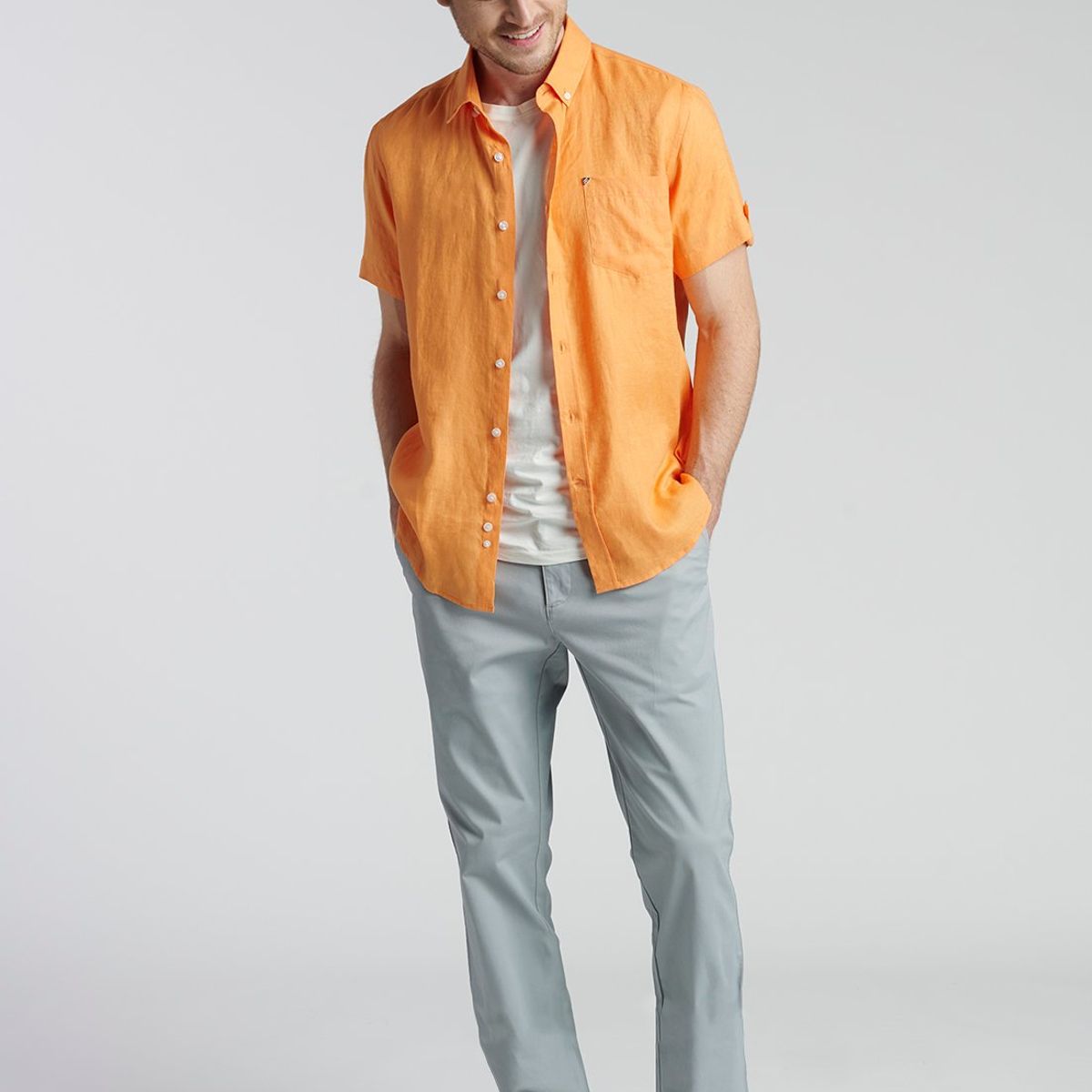 NEW MAN - Camisa Colchester Naranjo New Man