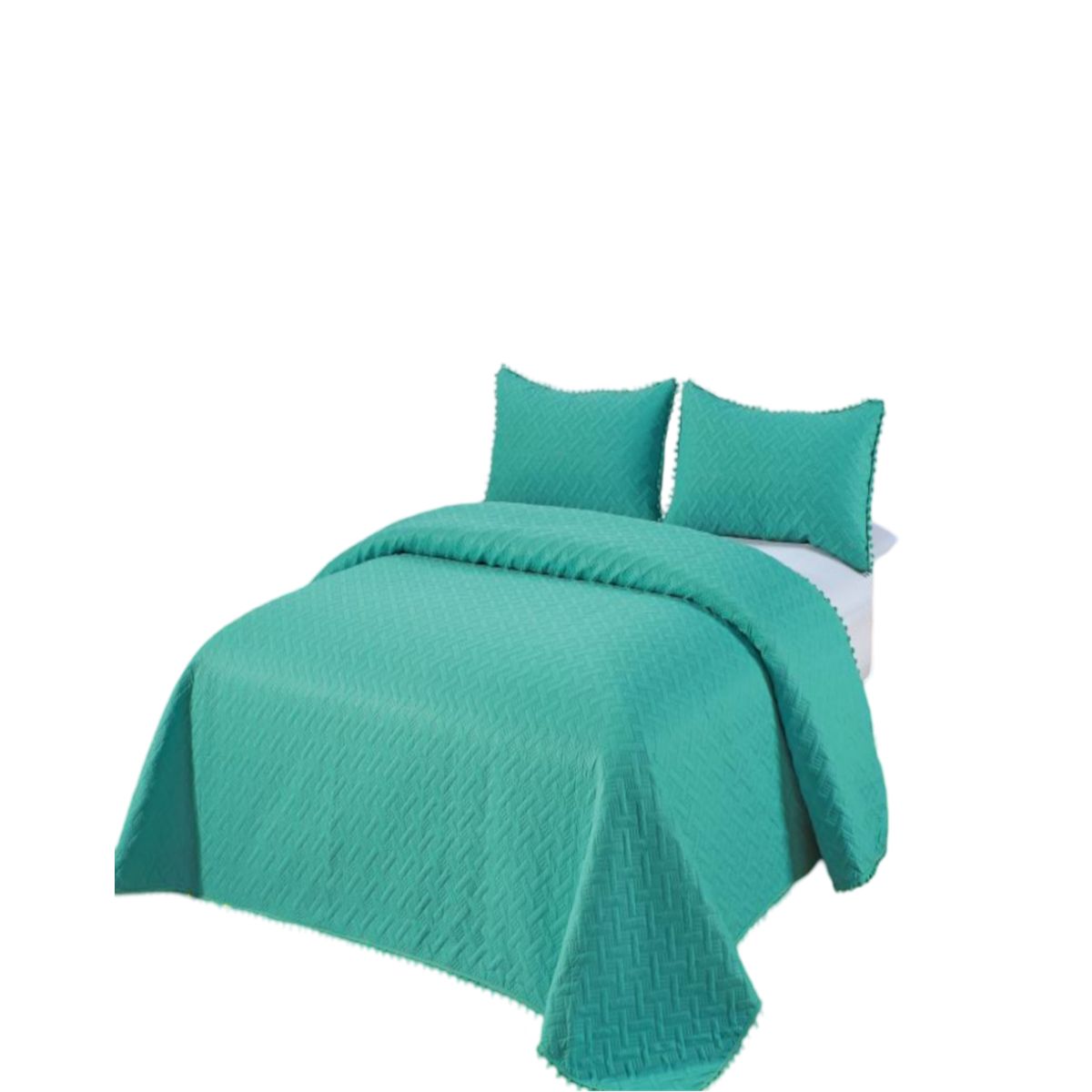 GENERICO - Cubrecama De Verano Con Pompones - Estilo Fresco y Elegante King  L3