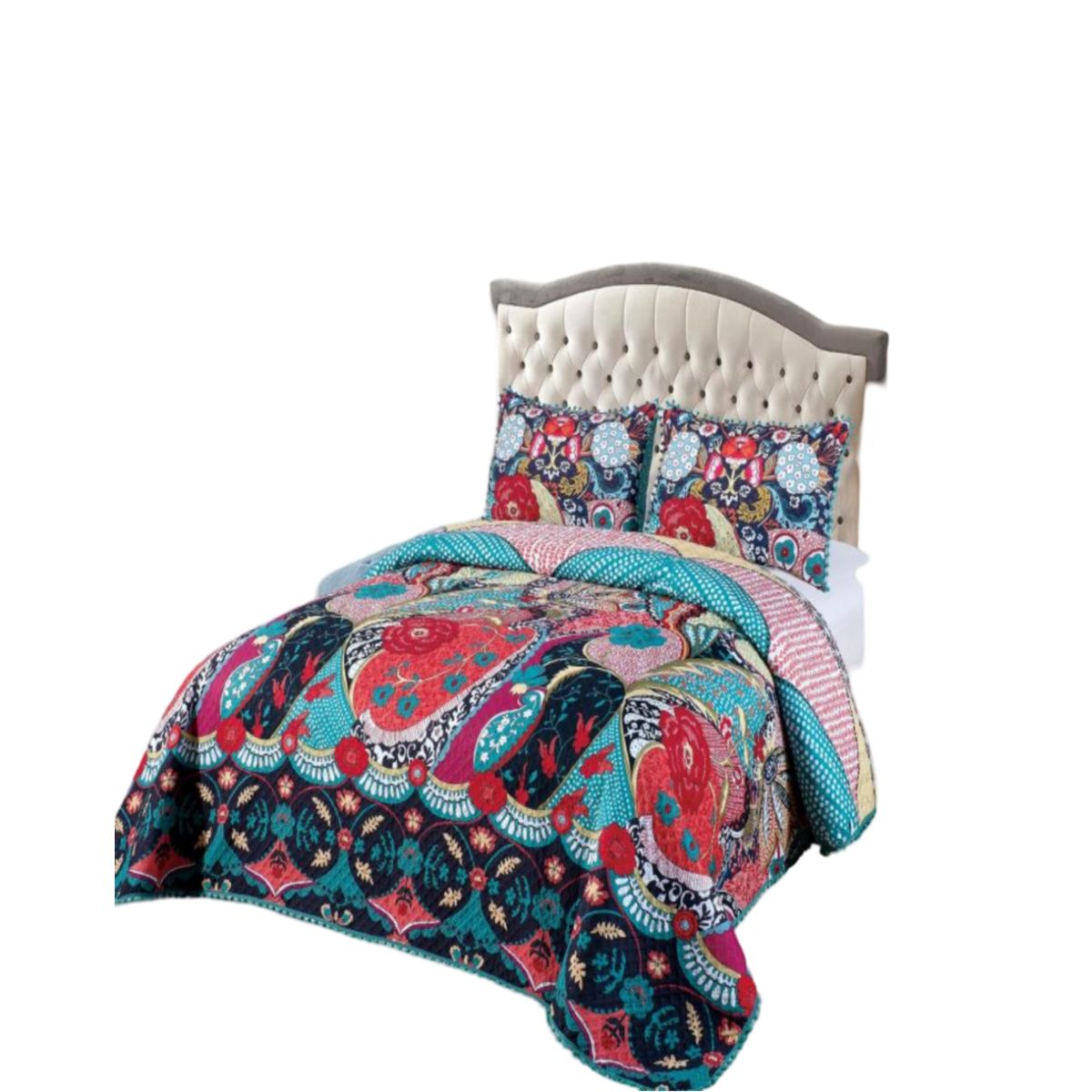 GENERICO - Cubrecama Ligero De Verano Con Pompones - Elegancia Ideal King D6