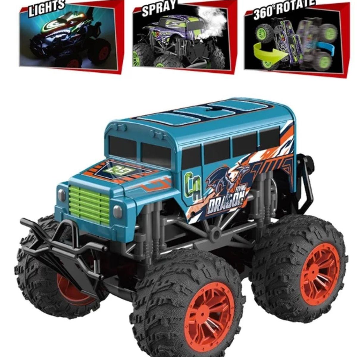 GENERICO - AUTO 4X4 CONTROL REMOTO MUSICA LUCES VAPOR COLORFUL