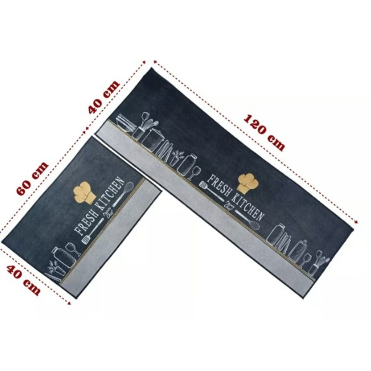 GENERICO - Alfombra Para Cocina Piso Baño Antideslizante Set 2 En 1.