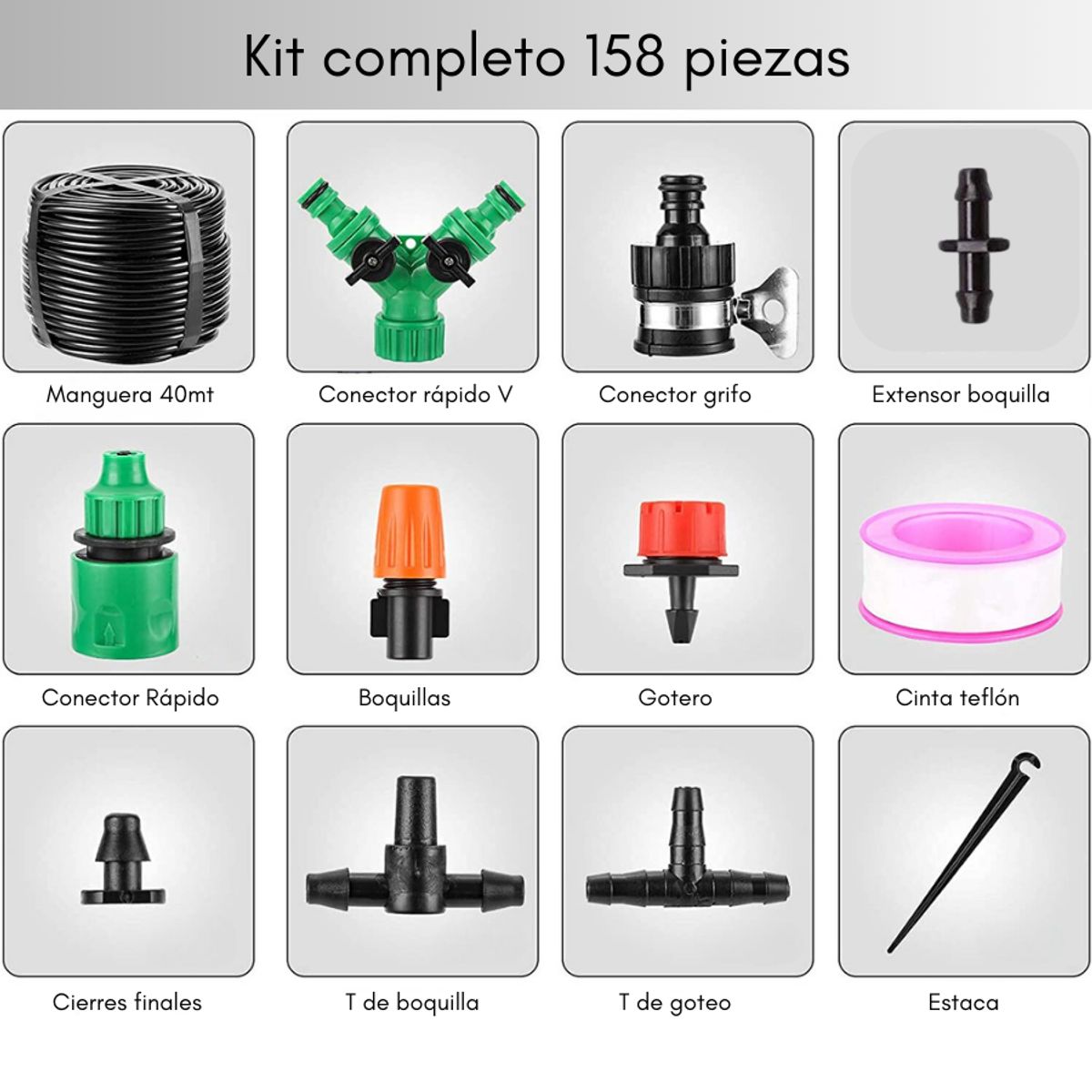 GENERICO - Kit De Riego Sistema Automatico Goteo O Aspersor 40m 158pcs