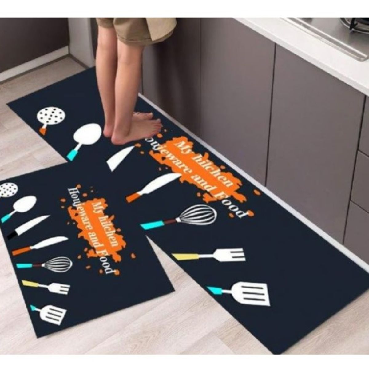 GENERICO - Alfombra Para Cocina Piso Baño Antideslizante Set 2 En 1.