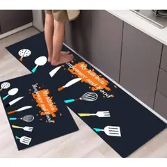 GENERICO - Alfombra Para Cocina Piso Baño Antideslizante Set 2 En 1.